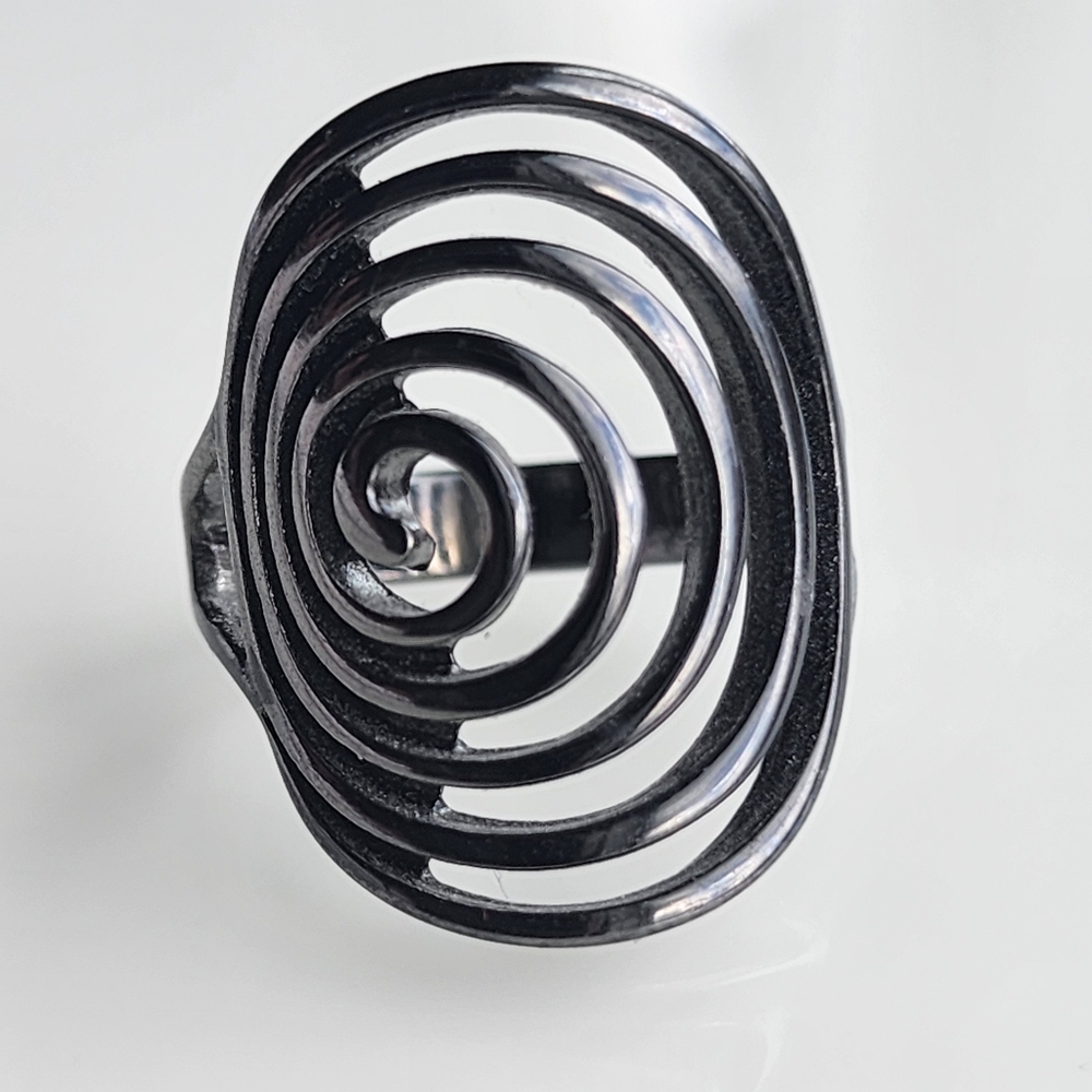 Premier Designs "Groovy" black hematite coated fashion ring size 9 - Picture 3 of 13